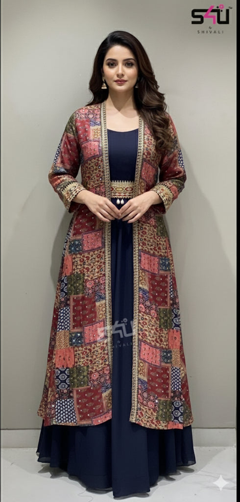 Beautiful designer gown with jacket/koti