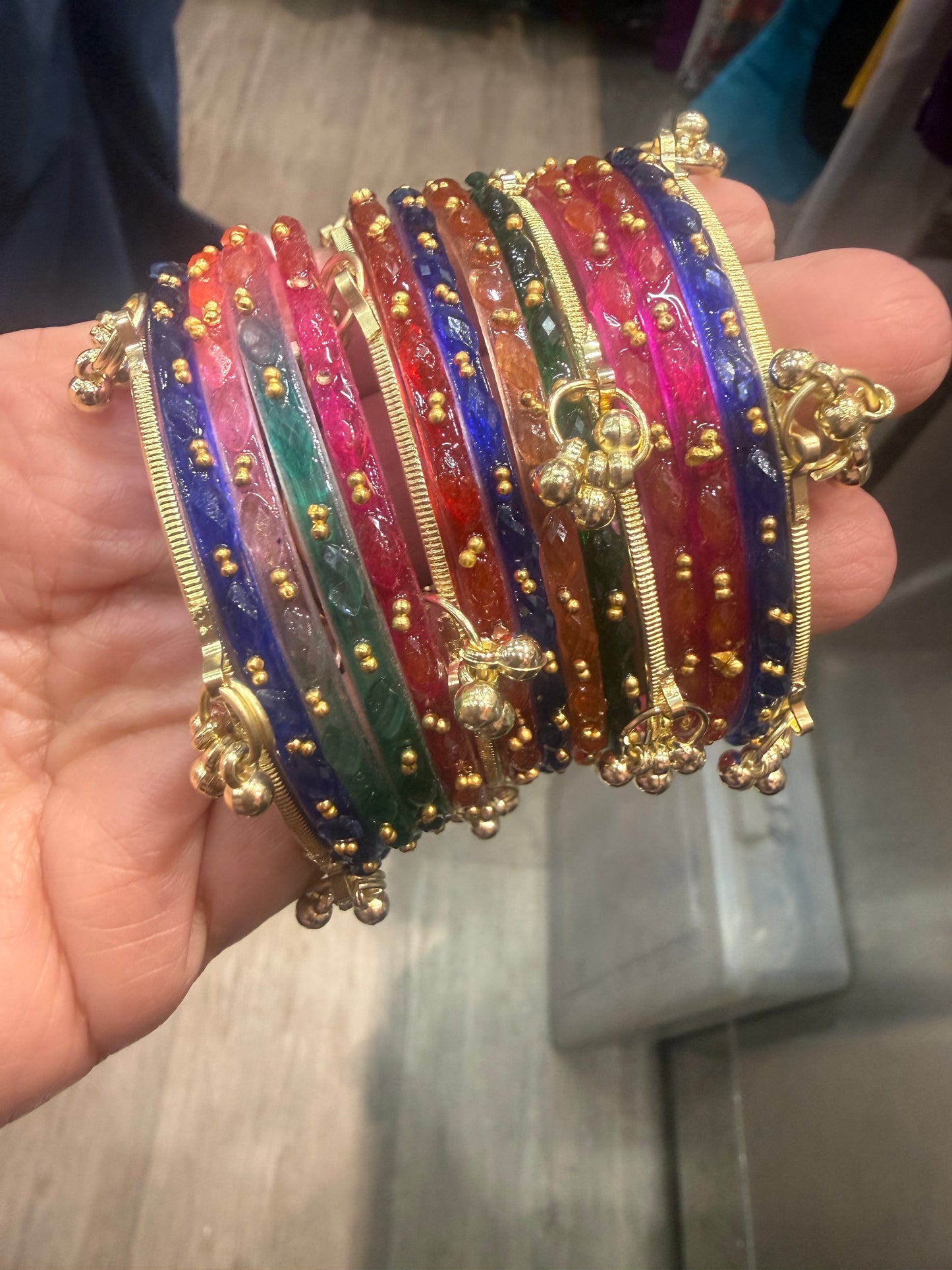 Beautiful designer multicolor raindrop bangles with Kashmiri bangles