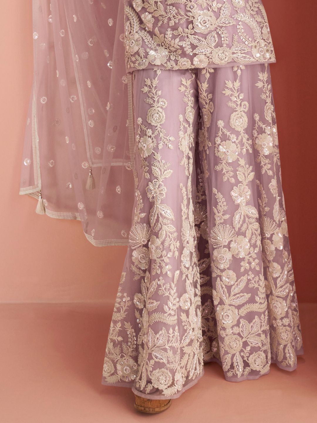 Beautiful designer plazo suit with embroidery