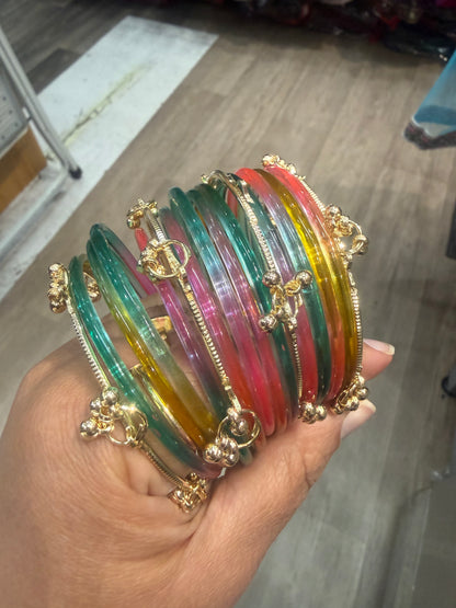 Beautiful designer Kashmiri bangles with rainbow jelly bangles