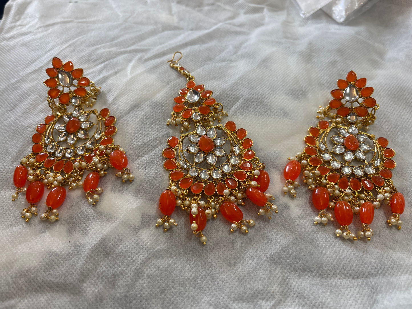 Beautiful designer earrings with tikka/bindi