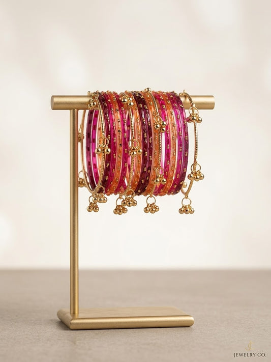 Beautiful designer multicolor raindrop bangles with Kashmiri bangles