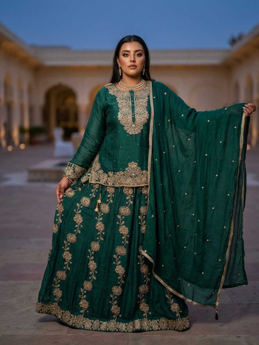 Beautiful designer long top lengha