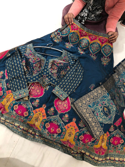 Beautiful designer ready made brocade lengha choli