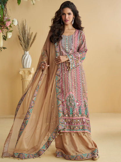 Beautiful designer fully embroidery plazo suit