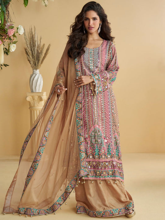 Beautiful designer fully embroidery plazo suit