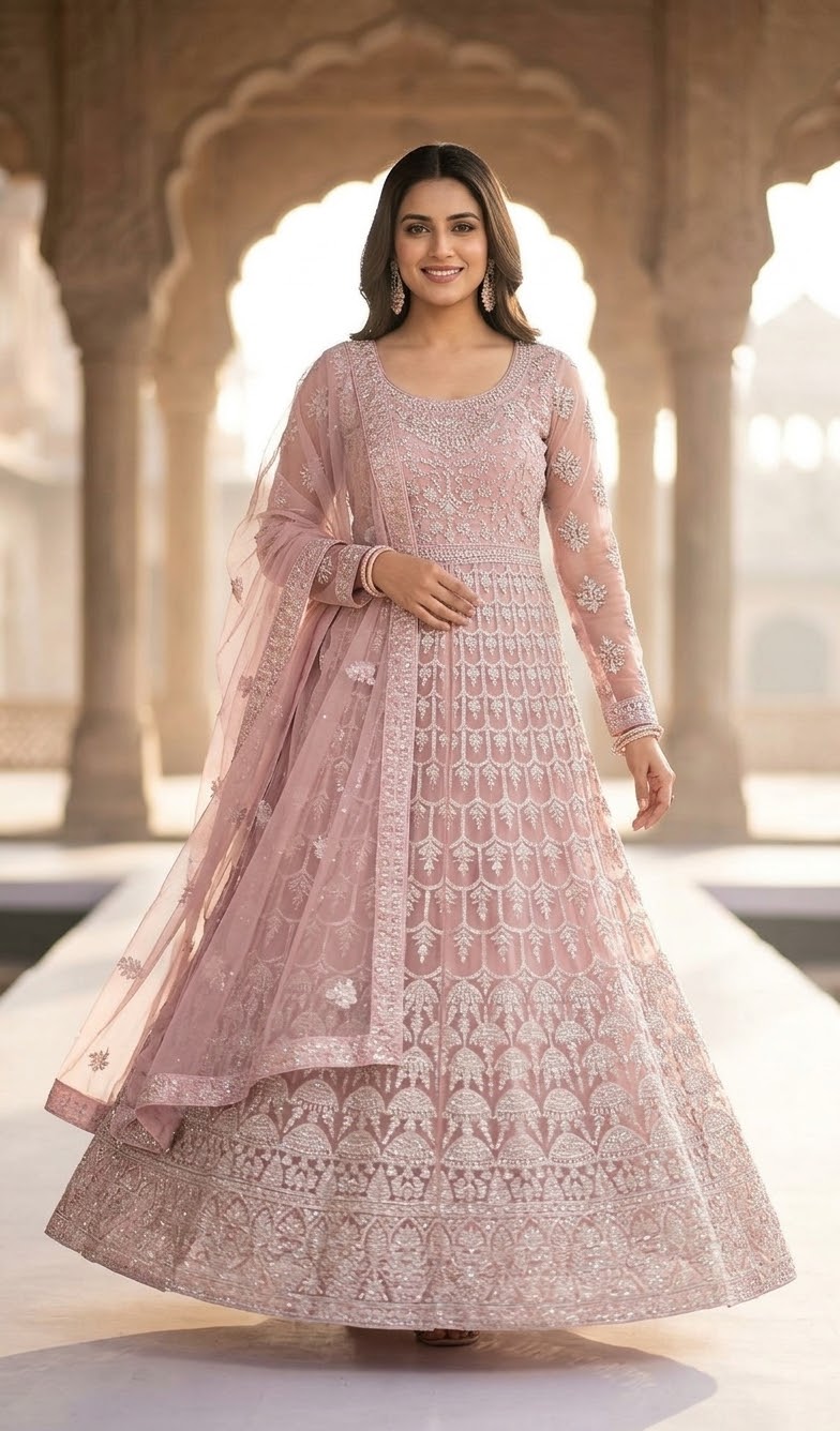 Beautiful designer long top lengha suit
