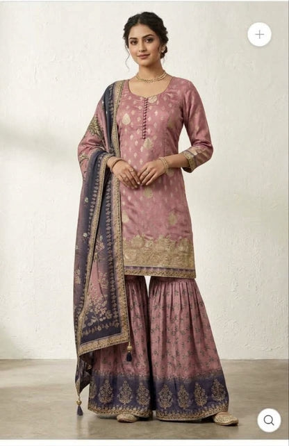 Beautiful designer floral sharara suit