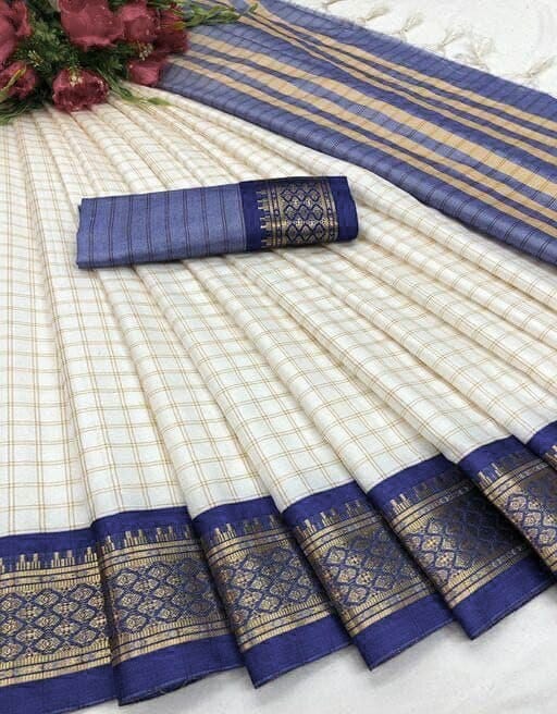 Beautiful designer chettinad checked silk saree