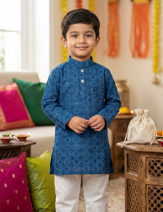 Beautiful designer chikankari kurta pyjama for baby boys size 18