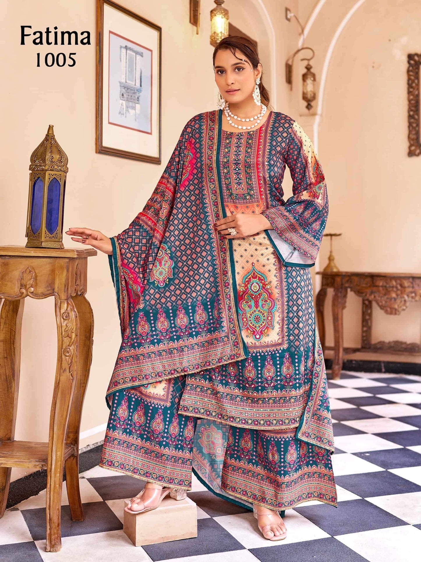 Beautiful designer digital printed sharara suit