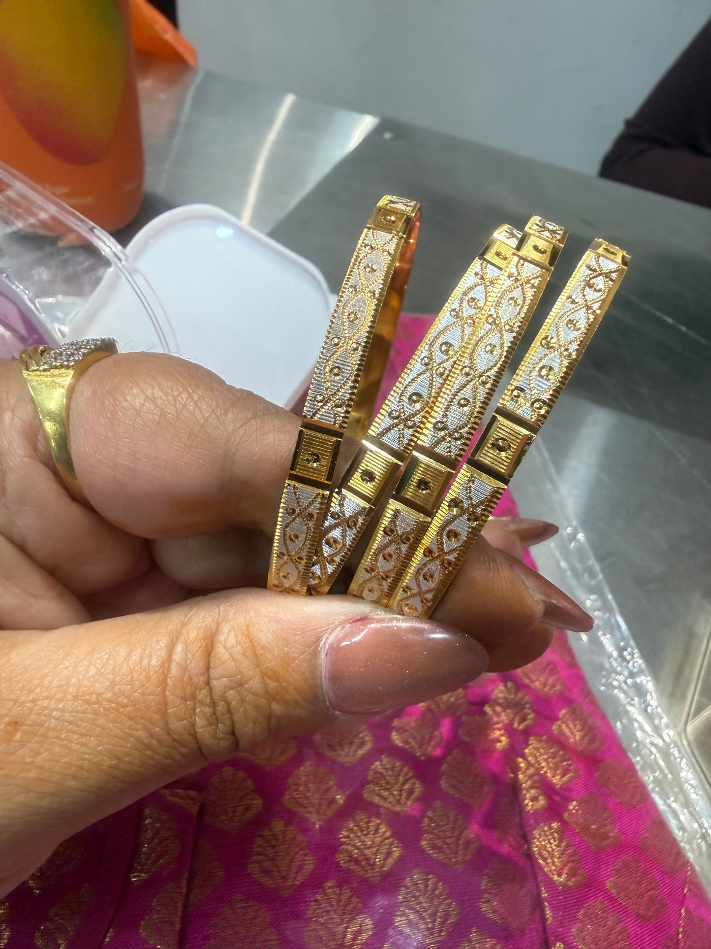Beautiful designer gold plated bangle set