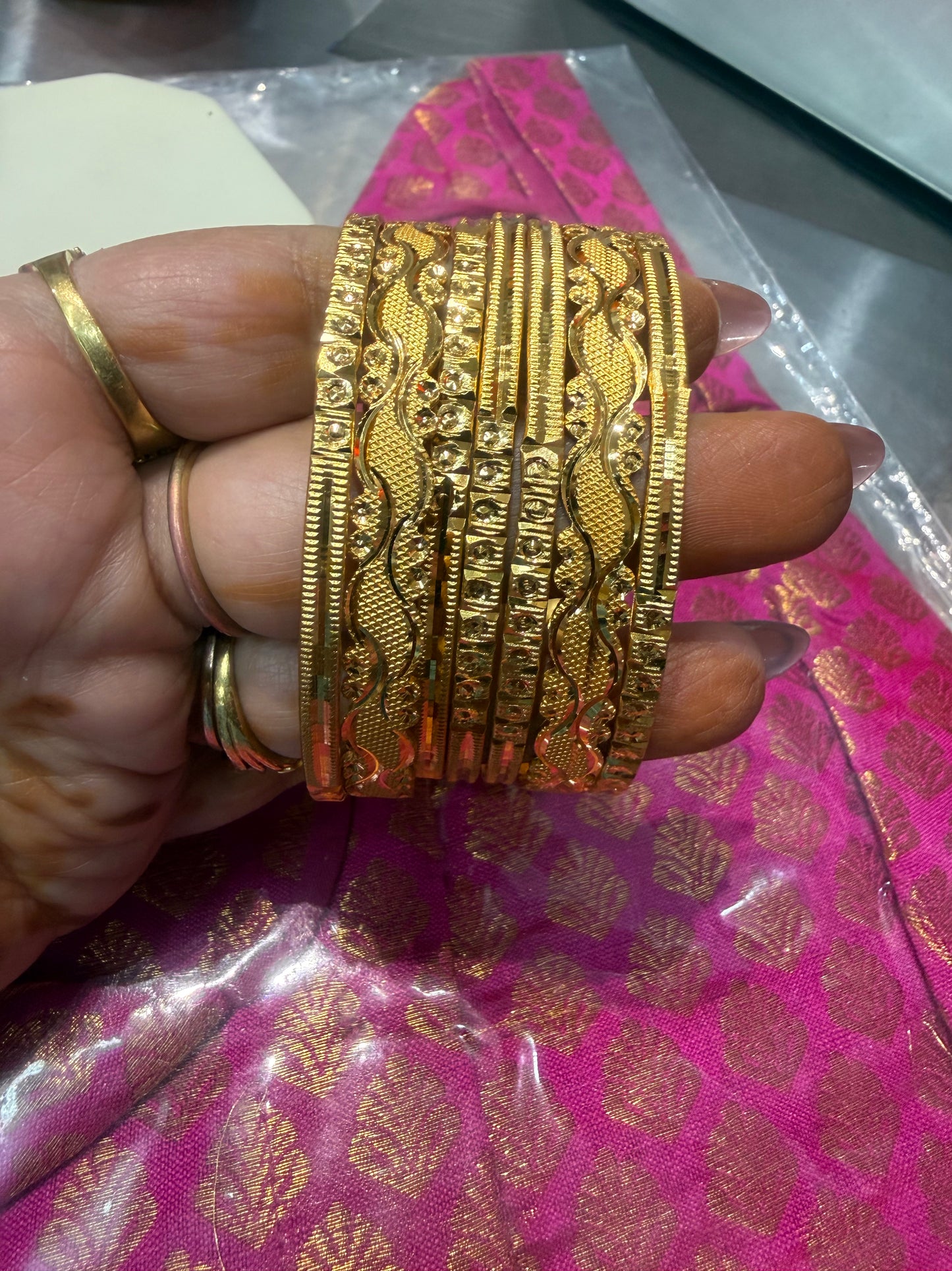 Beautiful designer gold plated bangle set