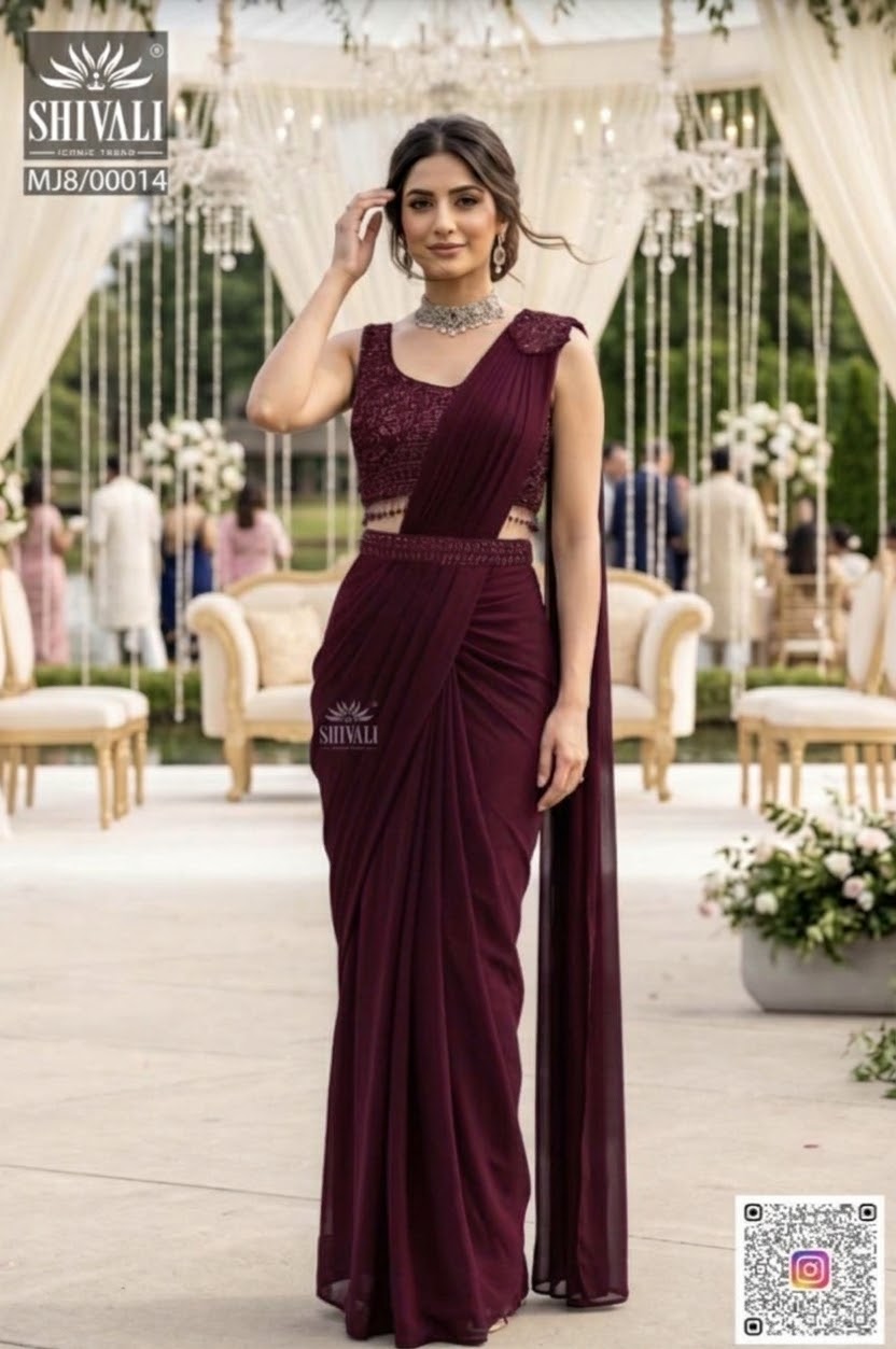 GOLDEN GLOW LUXE DRAPED SAREE SET