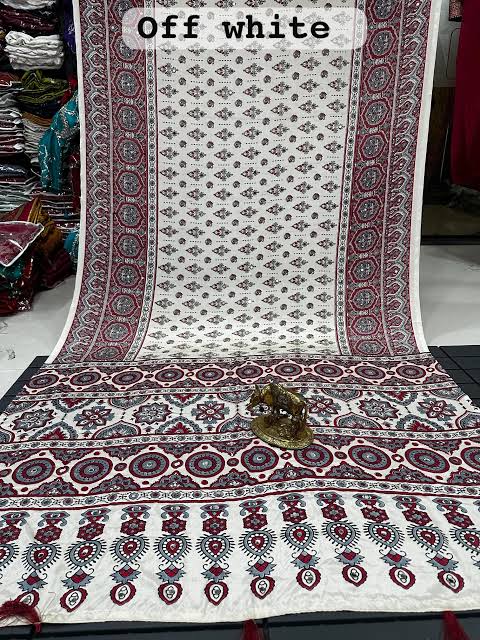 Beautiful designer Ajrakh Luxe Modal Silk Saree