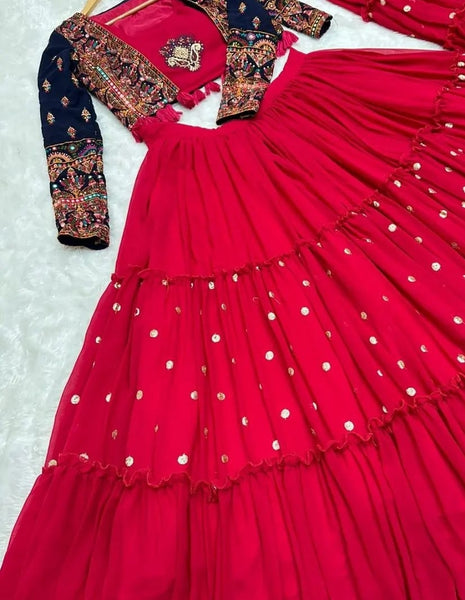 Beautiful designer readymade lengha choli with embroidered koti