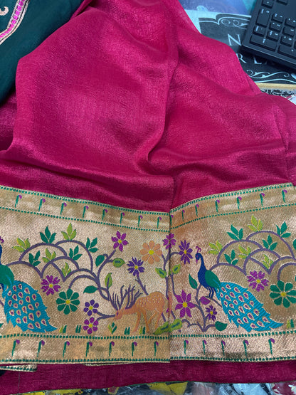 Beautiful designer silk saree with border