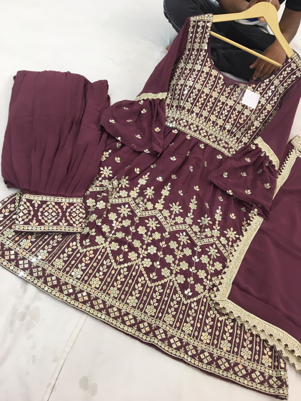 Beautiful designer peplum top with Afghani salwar