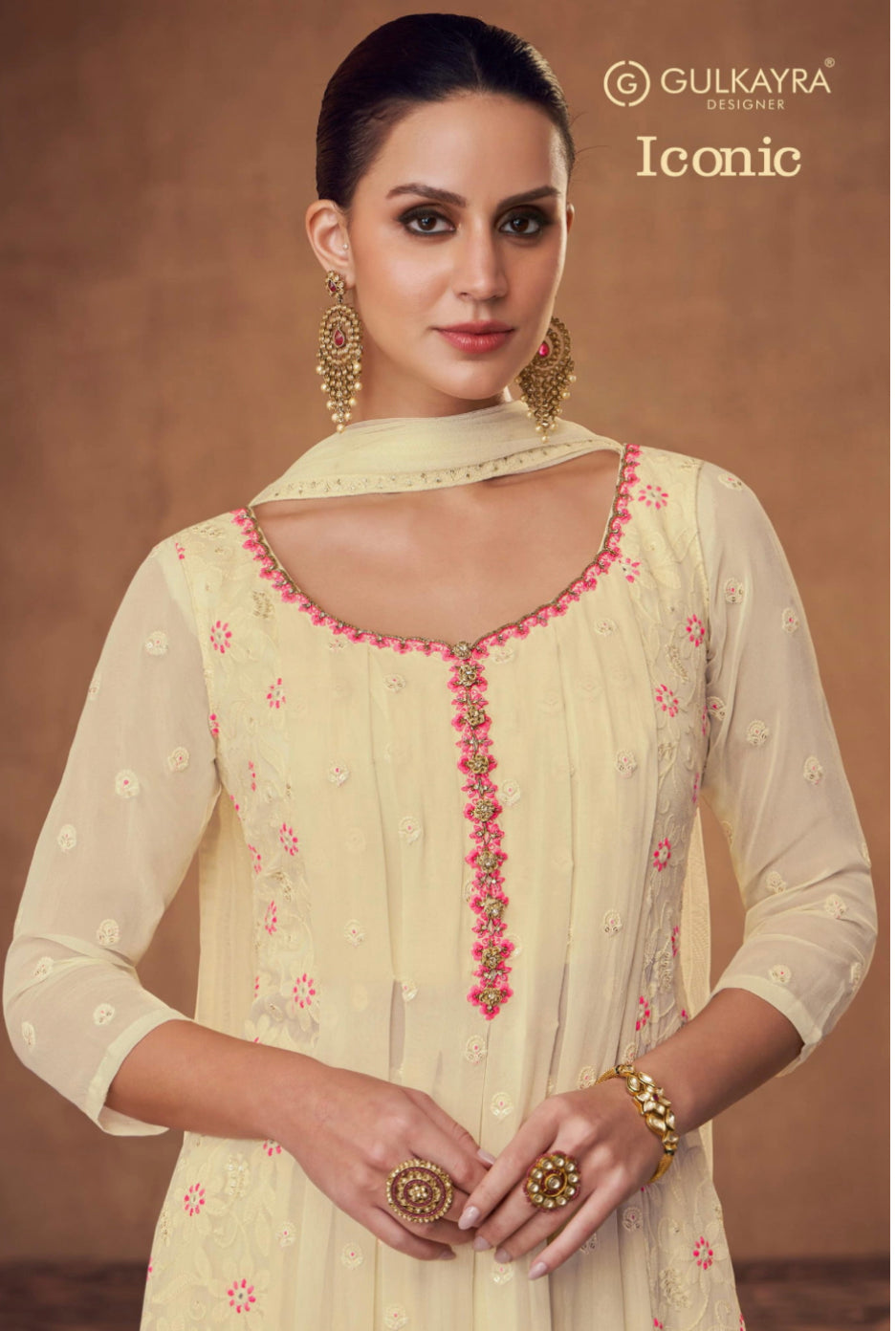 Beautiful designer lucknowi embroidery nyra cut plazo suit