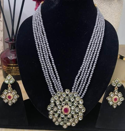 Beautiful designer beads long necklace with earing