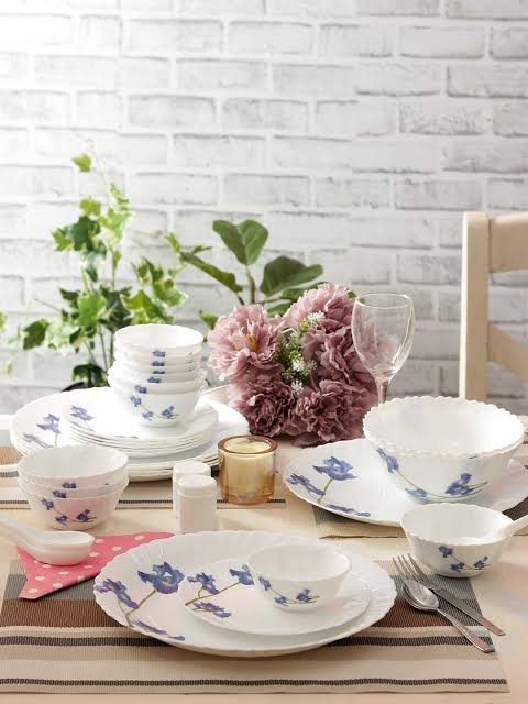 LaOpala Blue Orchids Dinner Set Of 35 pieces