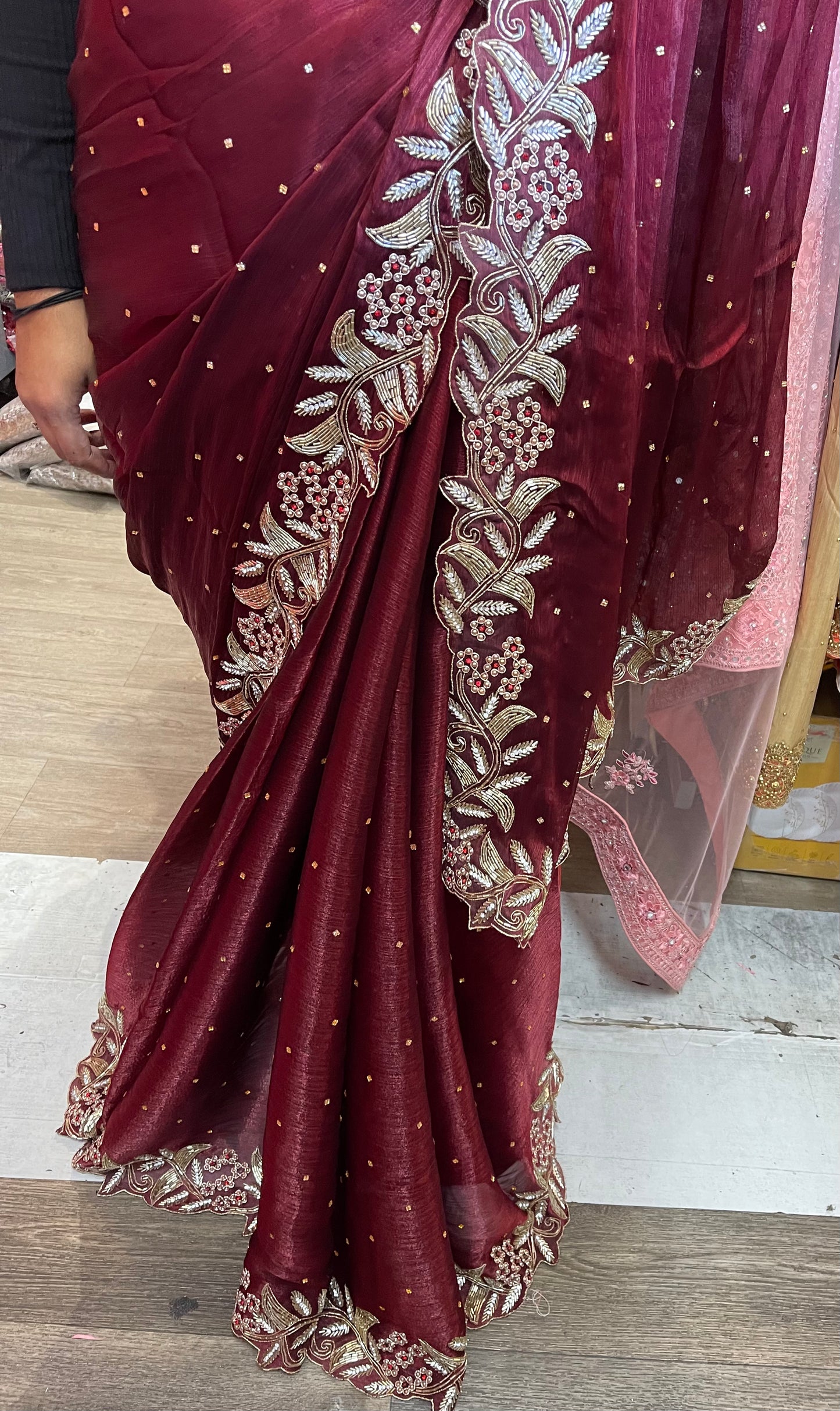 Beautiful designer hand embroidery saree