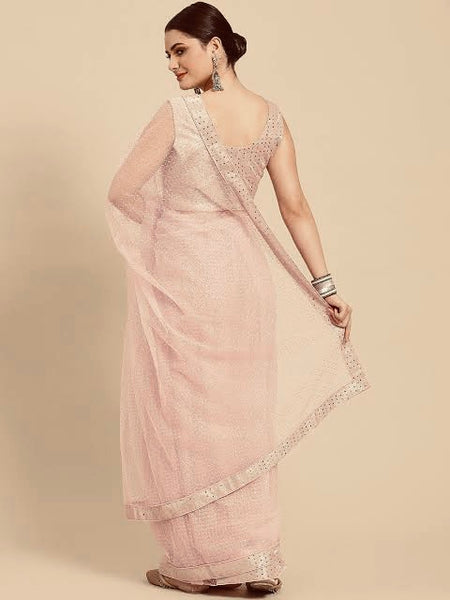 Beautiful designer net saree with readymade blouse
