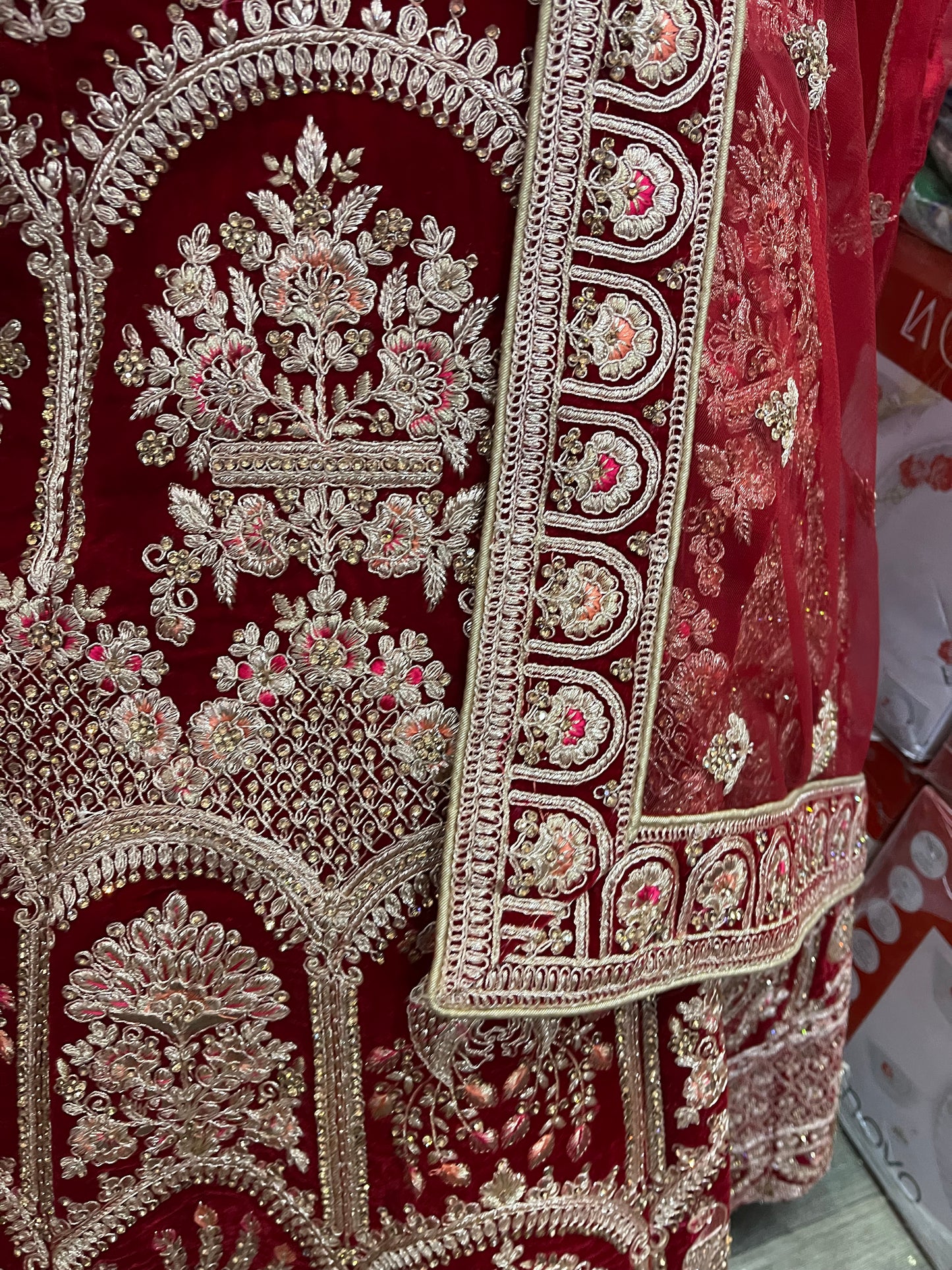 Beautiful designer heavily embroidery bridal lengha