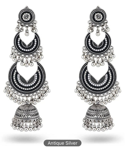 Beautiful designer oxidised jhumki earrings