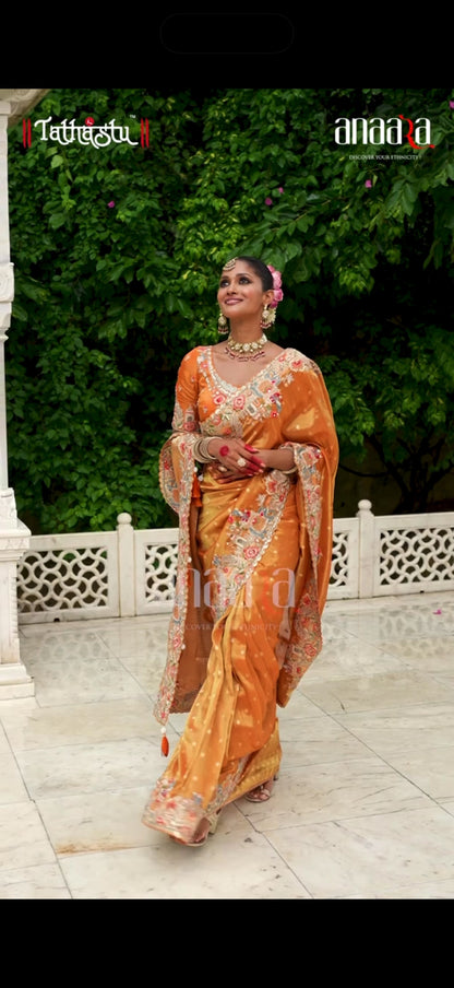 Beautiful designer Silk Jacquard Scalloped Saree