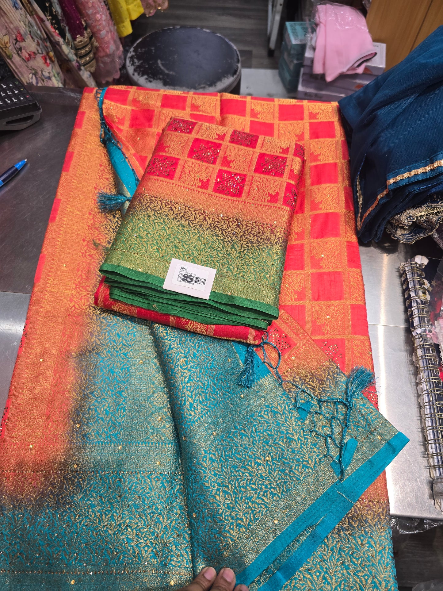 Beautiful designer box silk saree