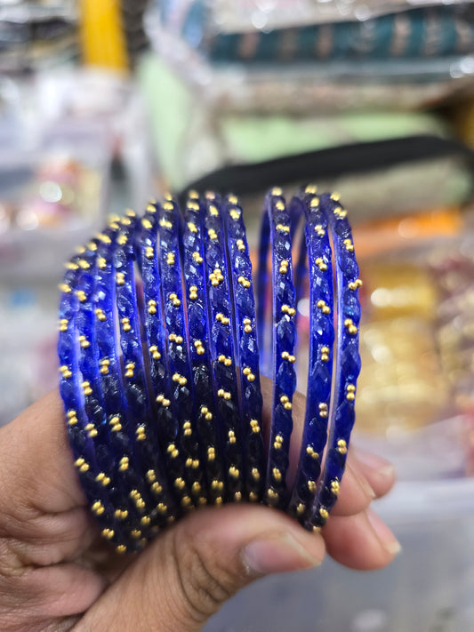 Beautiful designer rain drop glass bangles size 2.6