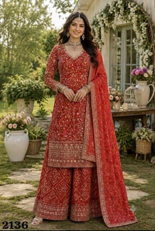 Beautiful designer bandhani plazo suit
