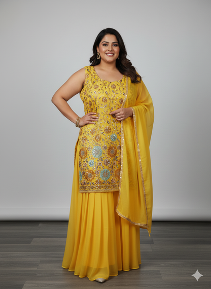 Beautiful designer plus size plazo suit