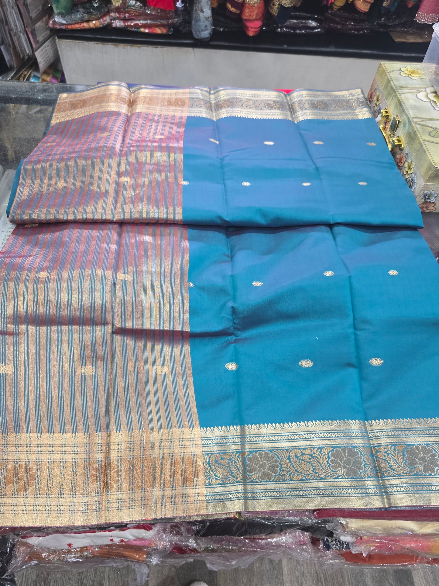 Beautiful designer temple silk saree