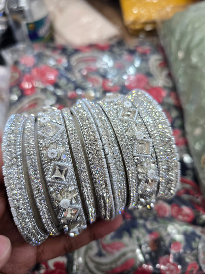 Beautiful designer silver bangle set