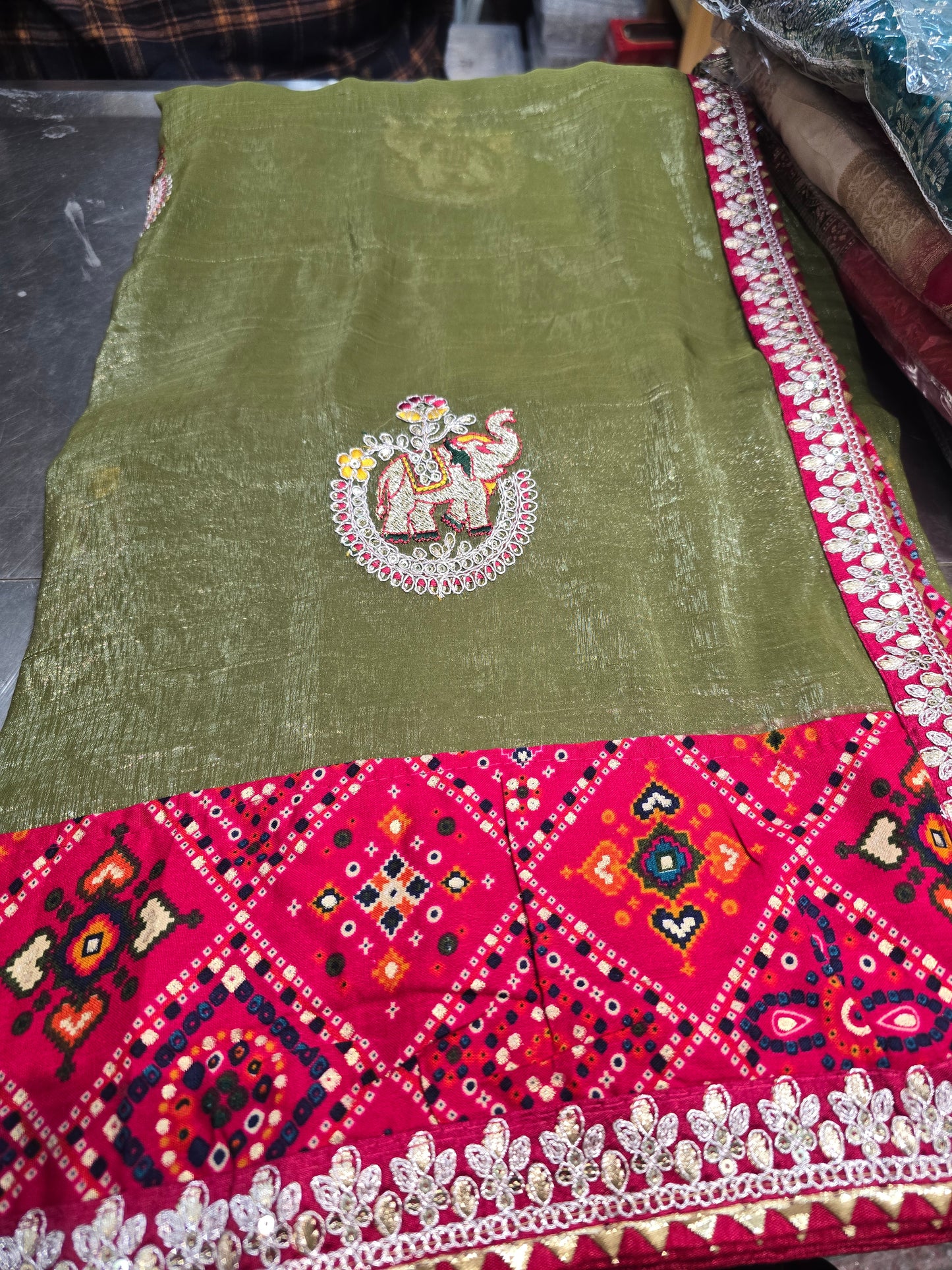 Beautiful designer Jimmy Choo bandhani saree