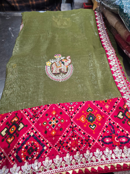 Beautiful designer Jimmy Choo bandhani saree