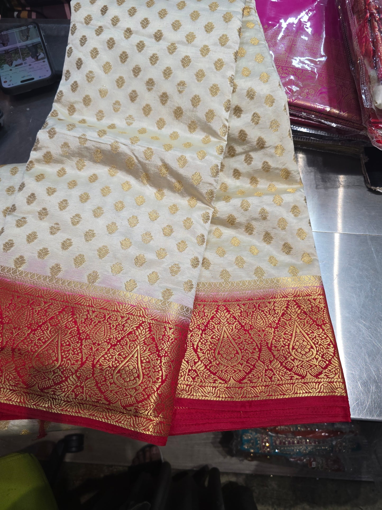 Beautiful designer temple silk saree