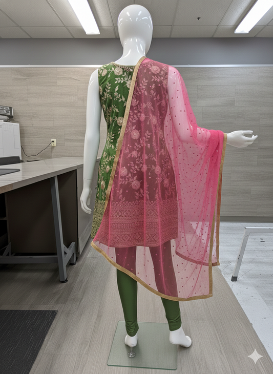 Beautiful designer straight suit with Churidar