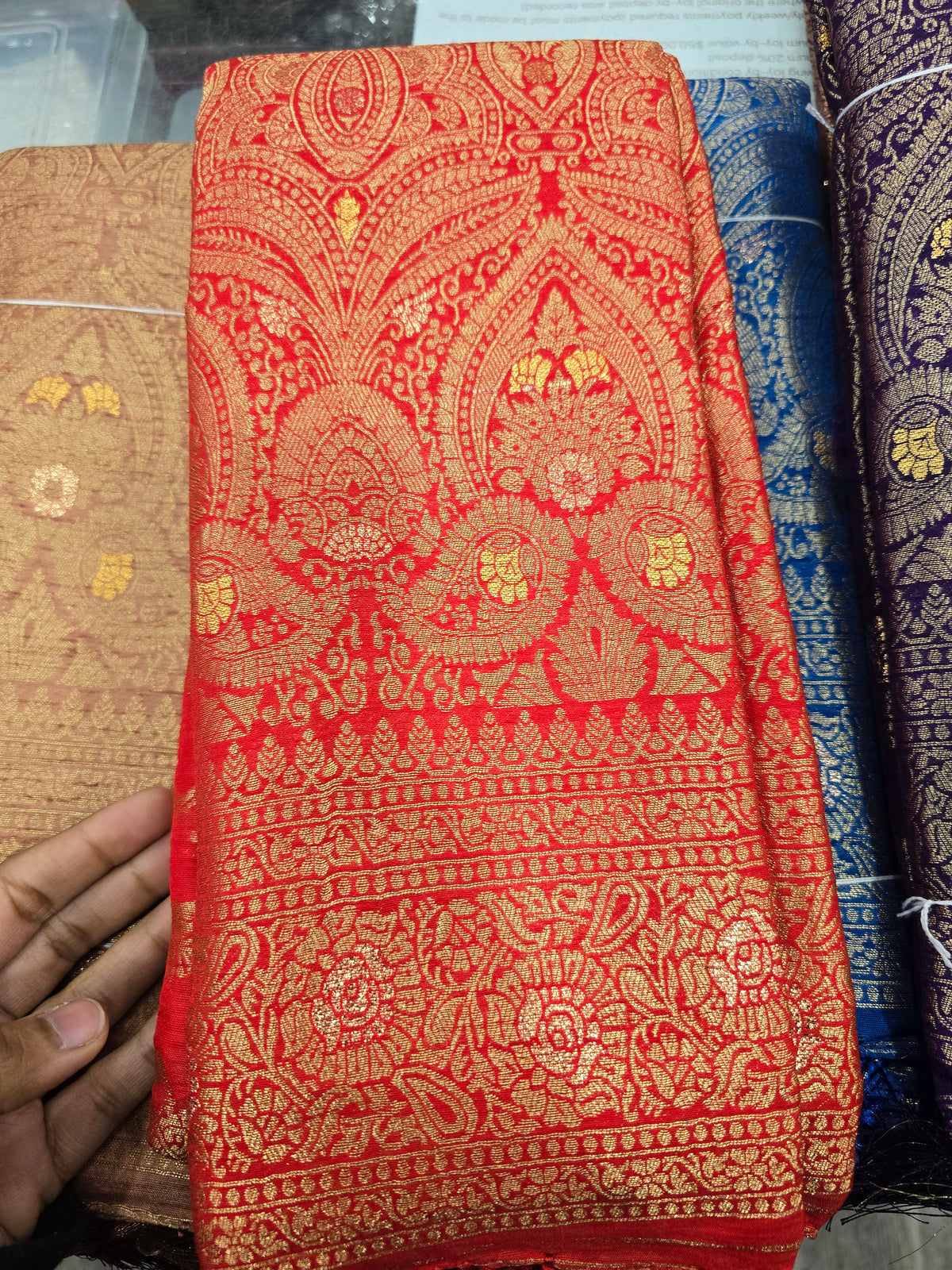 Beautiful designer silk saree with gold zari work