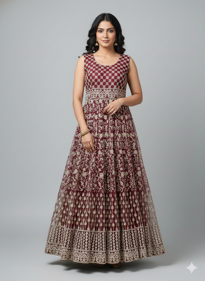 Beautiful designer fully embroidered anarkali suit