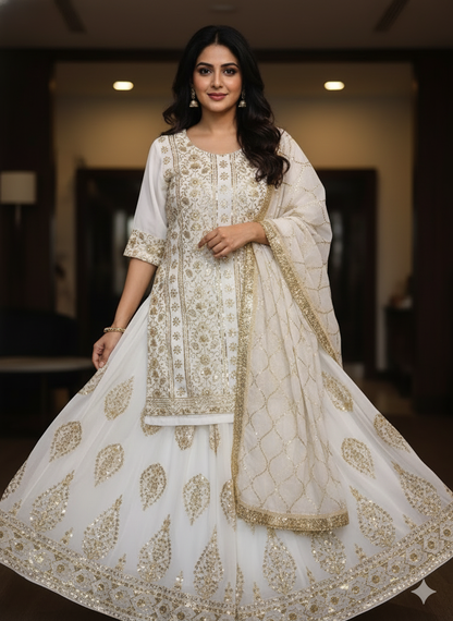 Beautiful designer long top lengha