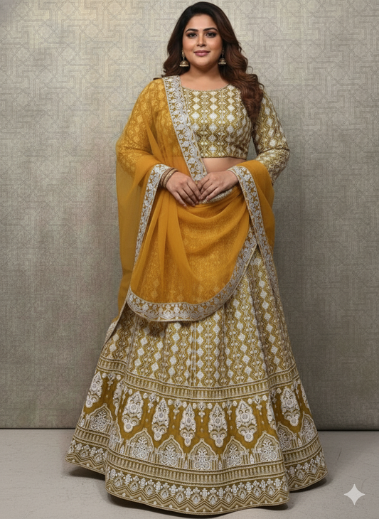 Beautiful designer lucknowi embroidery readymade lengha choli