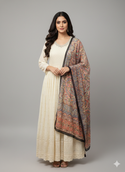 Beautiful designer anarkhali suit with lucknowi suit