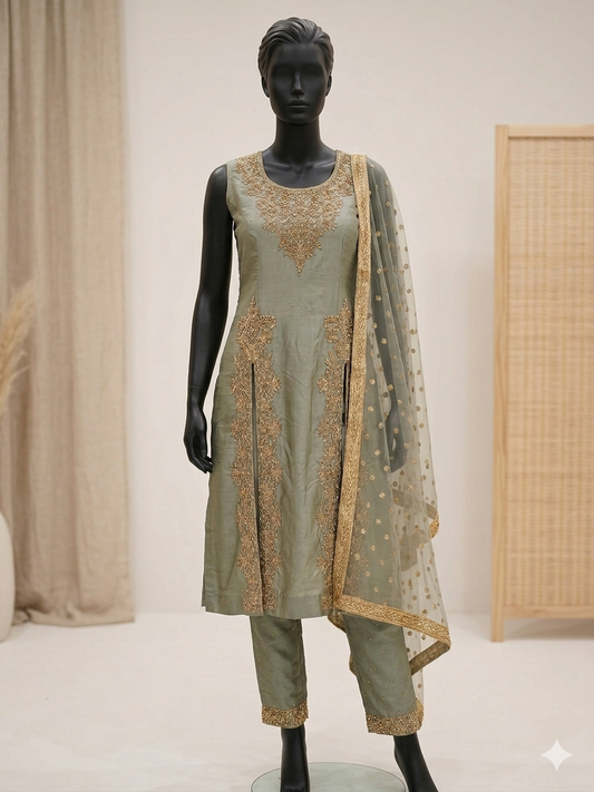 Beautiful designer straight Pakistani style suit