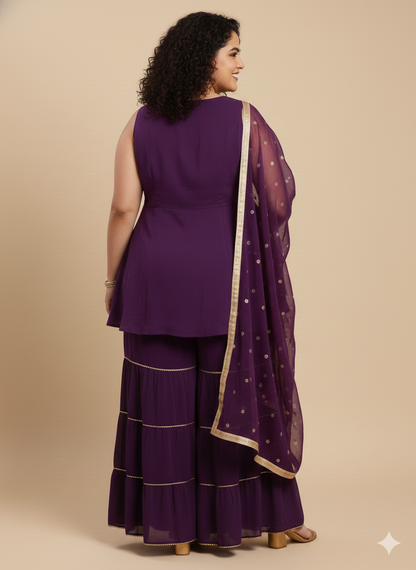 Beautiful designer peplum top Sharara suit