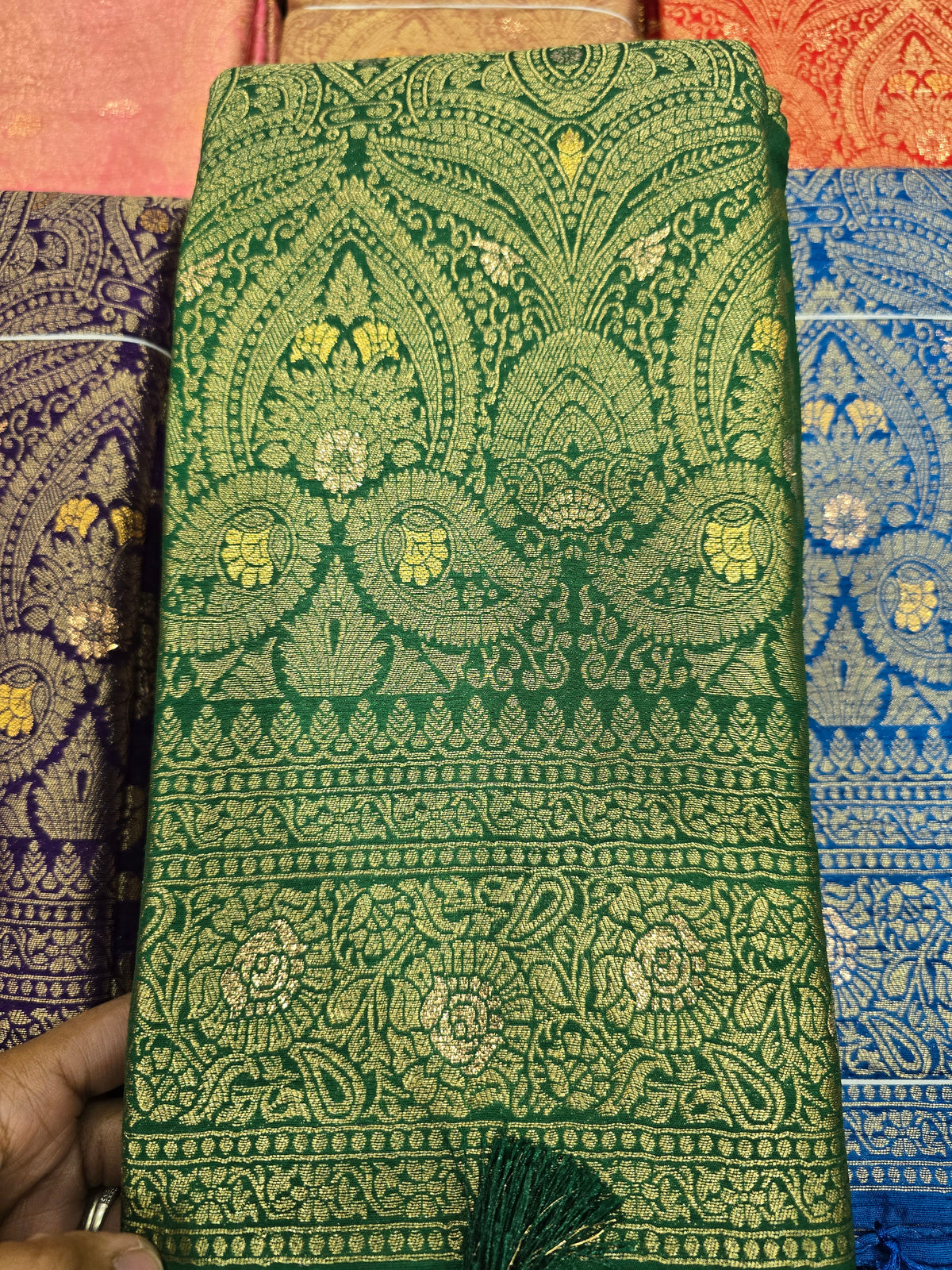 Beautiful designer silk saree with gold zari work