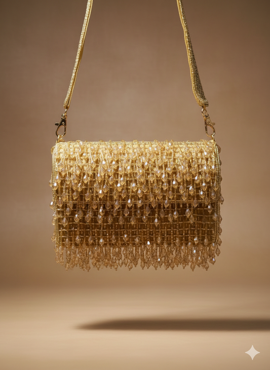 Beautiful designer wedding purse with crystal hanging