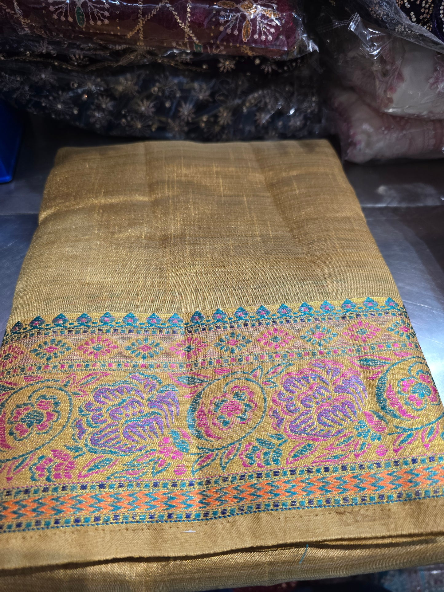 Beautiful designer temple silk saree